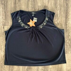 NWT Plus size tank top 3XL black with sequin around collar
